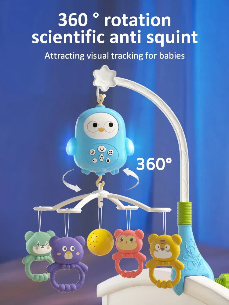 बेबी म्युजिक घुमाउने बेड बेल टोय प्यारा उल्लू आकारको आधुनिक बेबी ह्याङ्गिङ रैटल म्युजिक बेडसाइड बेल टोय हलिडे गिफ्ट