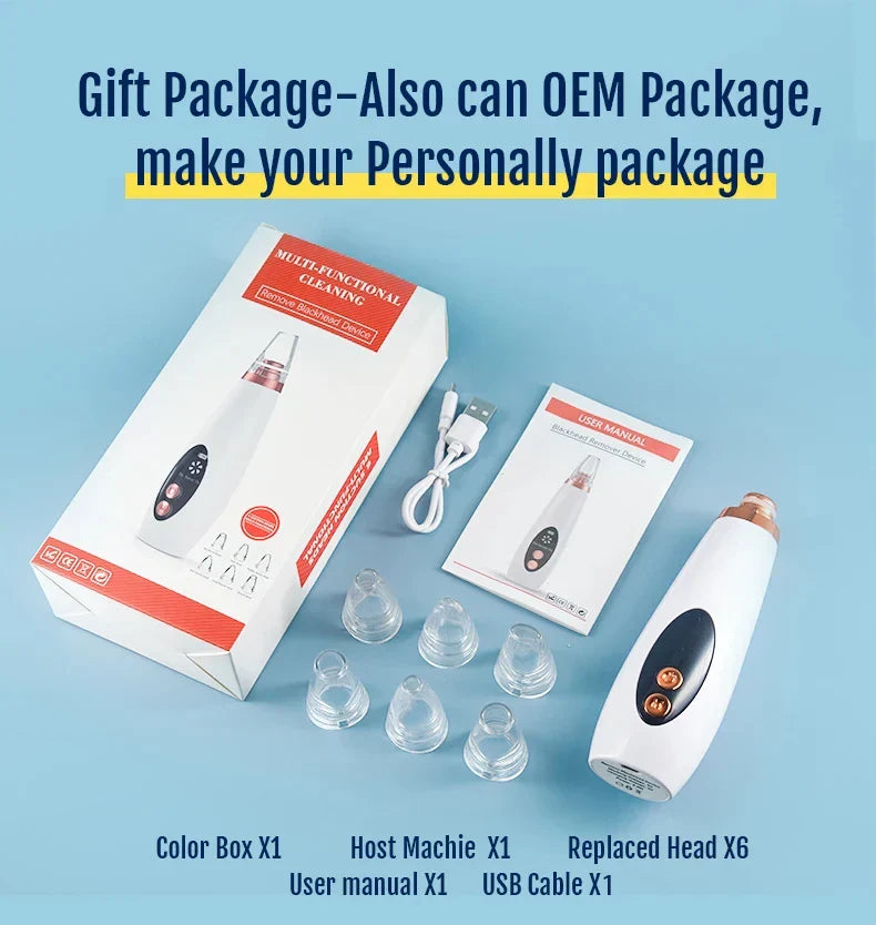 ब्ल्याकहेड रिमूभर पोर भ्याकुम इलेक्ट्रिक कमेडोन एक्ने एक्स्ट्र्याक्टर किट फेसियल पोर डीप क्लीनर USB रिचार्जेबल स्किन केयर टूल्स