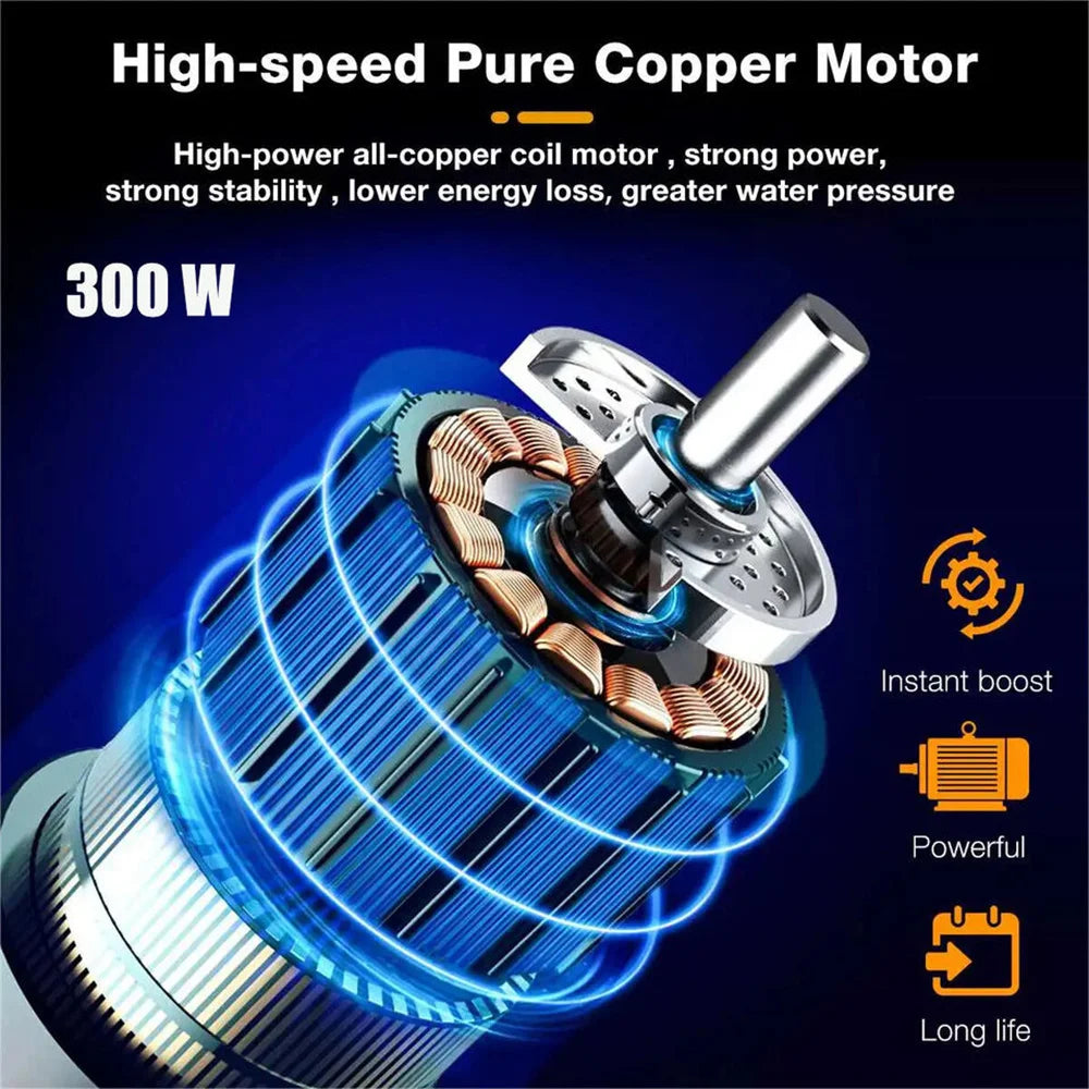 घरको लागि ३००W ३०बार कर्डलेस हाई प्रेसर कार वाशर स्प्रे वाटर गन १२०००mAh ब्याट्री फोम जेनरेटर कार वाशिङ मेसिन