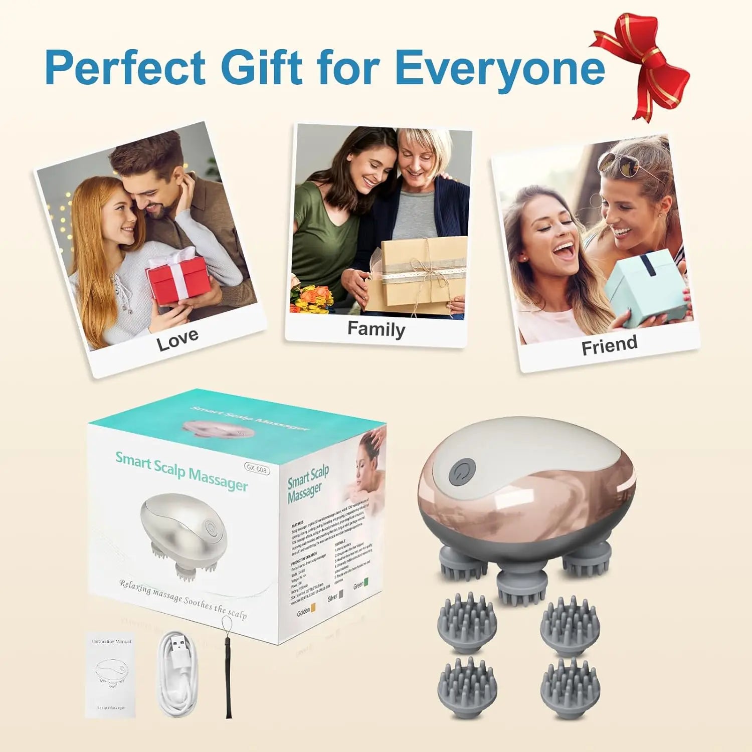 पूर्ण शरीरको मालिसको लागि गहिरो सफा र तनावमुक्त बनाउनको लागि इलेक्ट्रिक स्क्याल्प मसाजर ह्यान्डहेल्ड पोर्टेबल स्क्याल्प मसाजर हेड स्क्र्याचर।