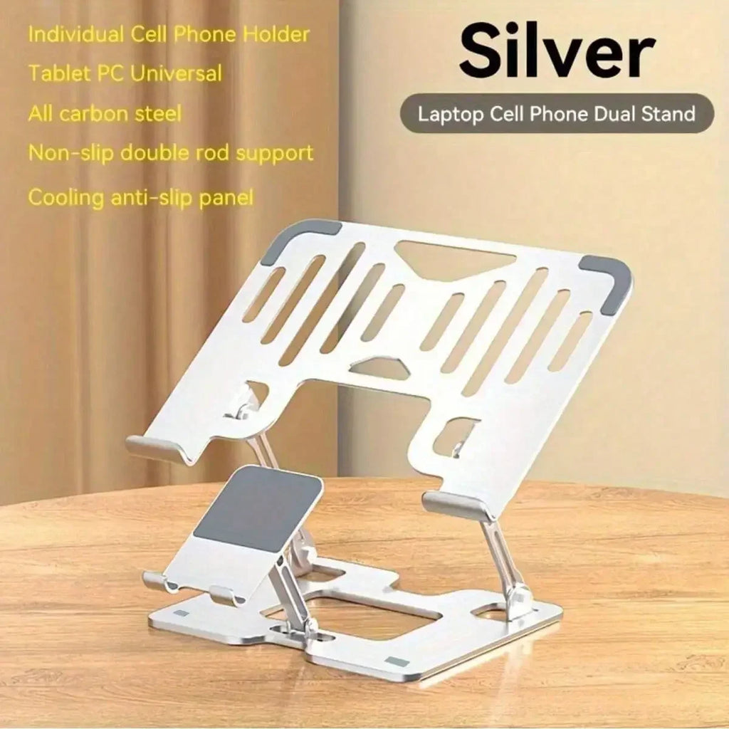 मोबाइल फोन ल्यापटप र ट्याब्लेटको लागि ताप अपव्यय र एन्टी स्लिप पोर्टेबल फोल्डेबल डुअल एक्सिस समायोज्य उचाइ स्थिर स्ट्यान्ड