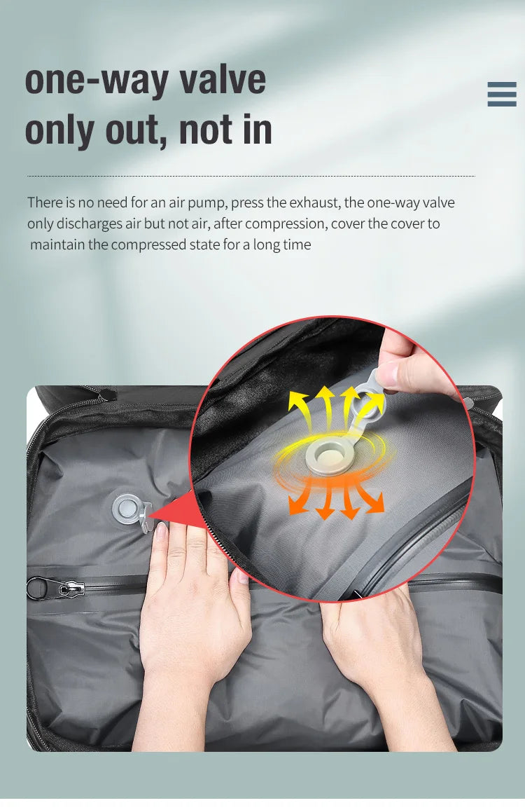 यात्रा पुरुष विस्तारित ल्यापटप ब्याकप्याक भ्याकुम कम्प्रेसन हाइकिङ ब्याकप्याक USB चार्जिङ व्यवसाय पम्पहरूको लागि ठूलो क्षमताको ब्याकप्याक