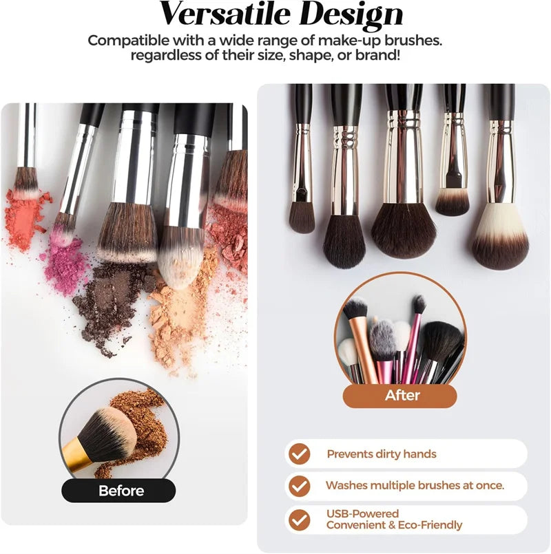 २ पीसी इलेक्ट्रिक मेकअप ब्रश क्लीनर र ड्रायर मेसिन सेट स्वचालित कस्मेटिक स्पन्ज पफ मेकअप ब्रश सफा गर्ने र सुकाउने उपकरण