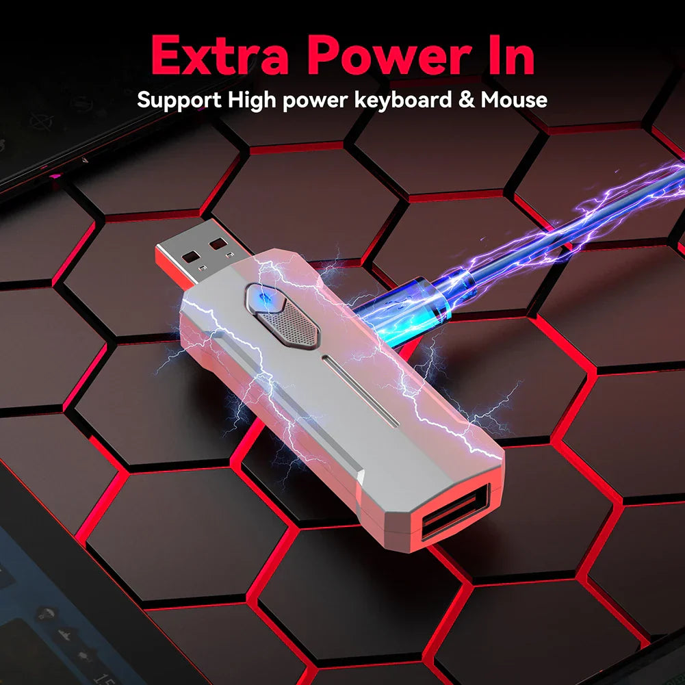 ५ इन १ माउस किबोर्ड एडाप्टर कन्भर्टर ब्लुटुथ-कम्प्याटिबल ५.३ PUBG गेमिङ किबोर्डको लागि र माउस कम्बो गेमर एक्सेसरीजको लागि