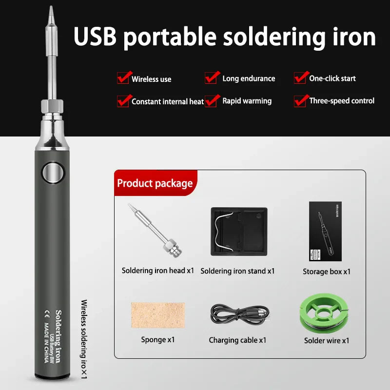 Xiaomi वायरलेस चार्जिङ इलेक्ट्रिक सोल्डरिङ आइरन सोल्डर आइरन मिनी पोर्टेबल सोल्डरिङ आइरन टिप रिवर्क एक्सेसरीज टूल पार्ट्स नयाँ