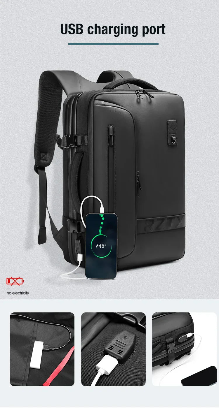 यात्रा पुरुष विस्तारित ल्यापटप ब्याकप्याक भ्याकुम कम्प्रेसन हाइकिङ ब्याकप्याक USB चार्जिङ व्यवसाय पम्पहरूको लागि ठूलो क्षमताको ब्याकप्याक